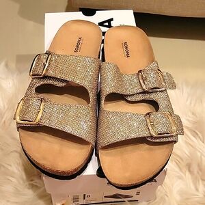 Sonoma womens gold sliders /sandals size 8 nwt